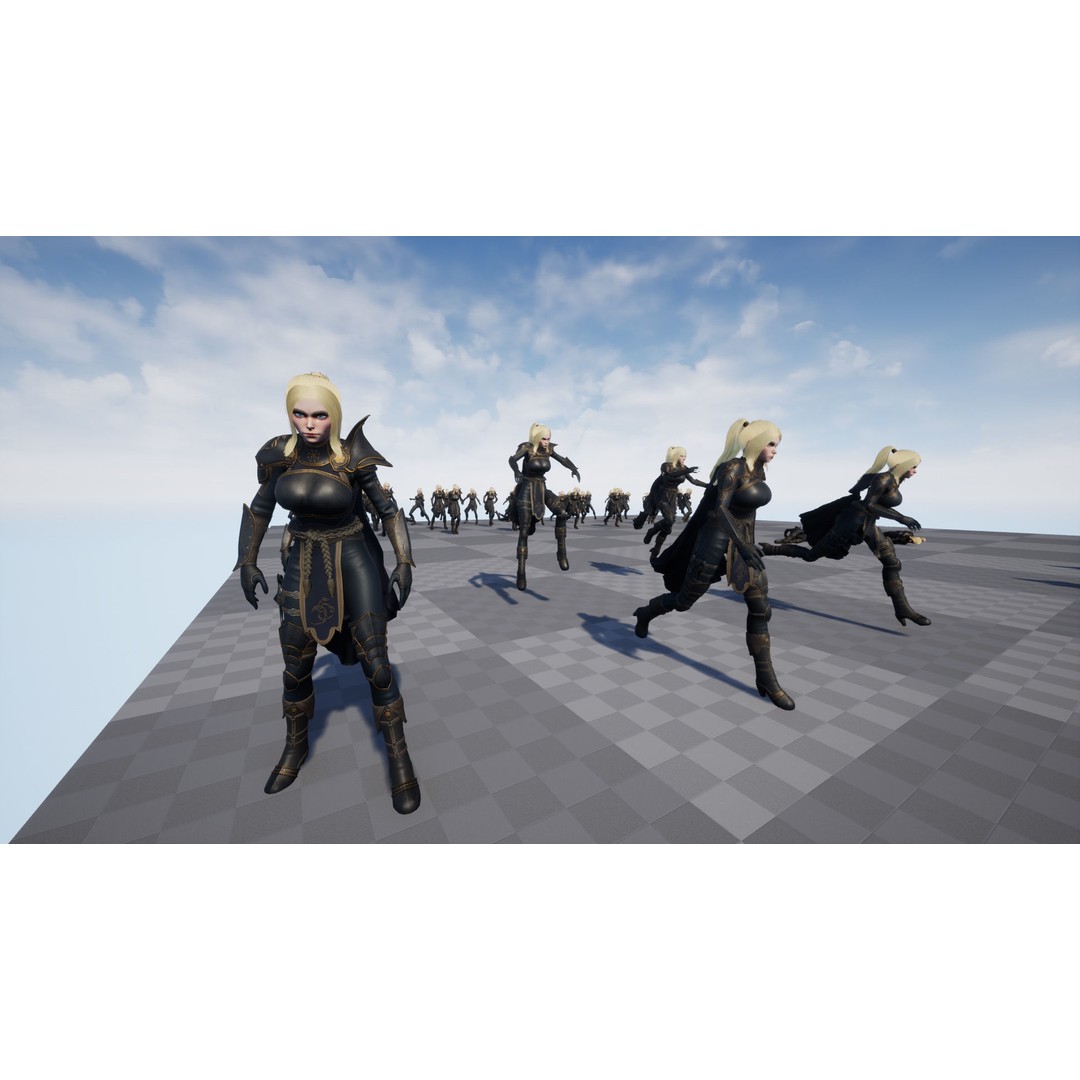 Fantasy Girl 3D Model – Low Poly Rigged Character for Games - View 17