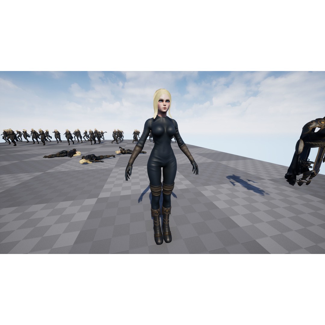 Fantasy Girl 3D Model – Low Poly Rigged Character for Games - View 23