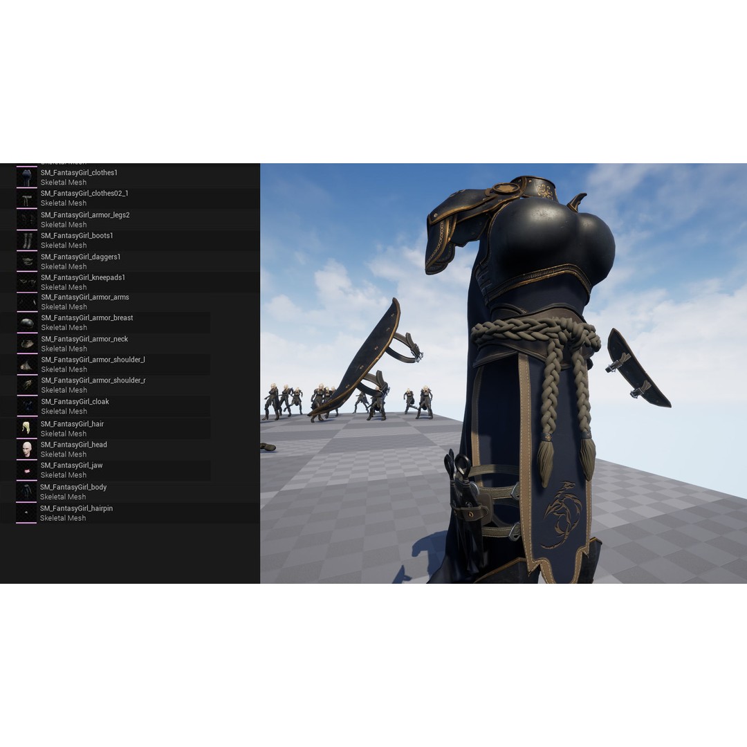 Fantasy Girl 3D Model – Low Poly Rigged Character for Games - View 26