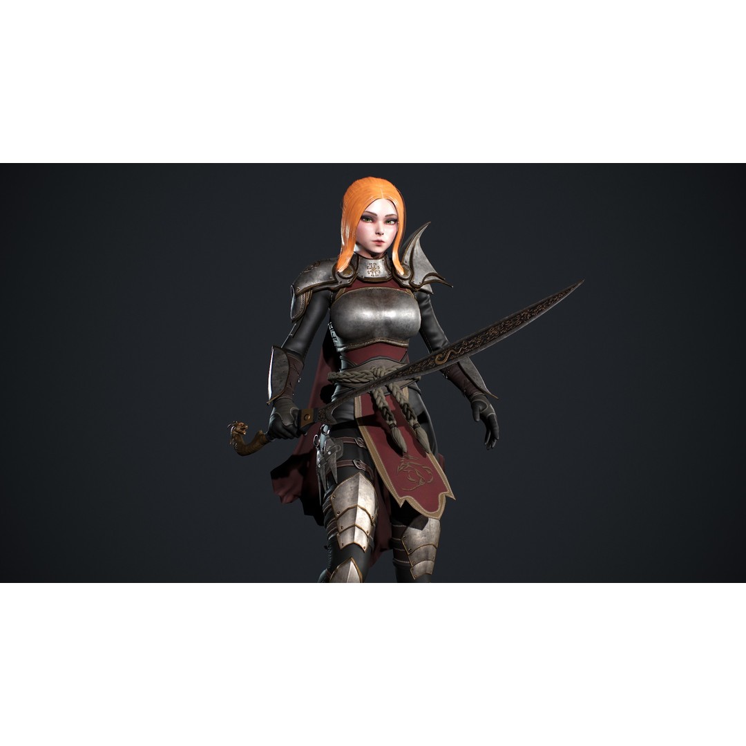 Fantasy Girl 3D Model – Low Poly Rigged Character for Games - View 3