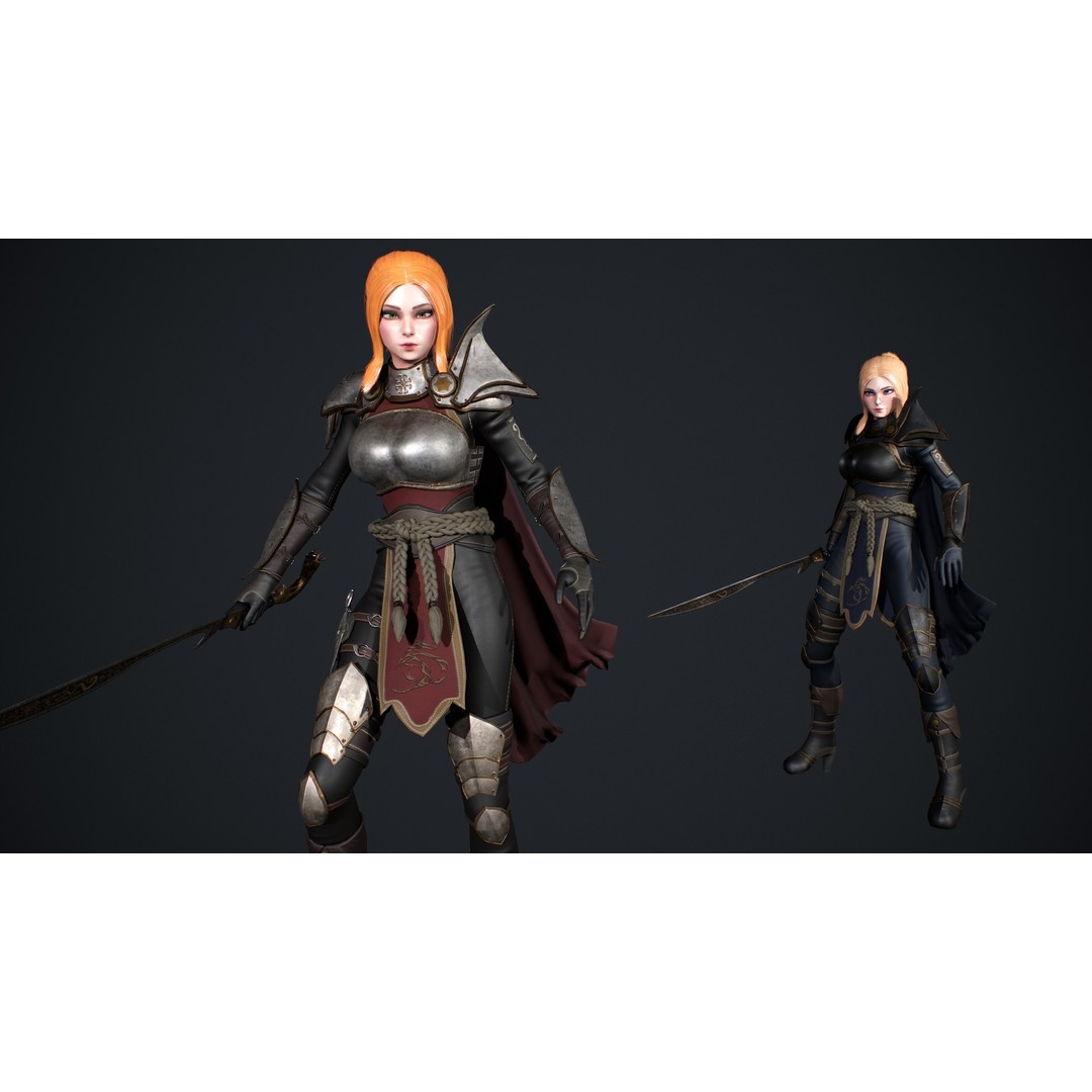 Fantasy Girl 3D Model – Low Poly Rigged Character for Games - View 4