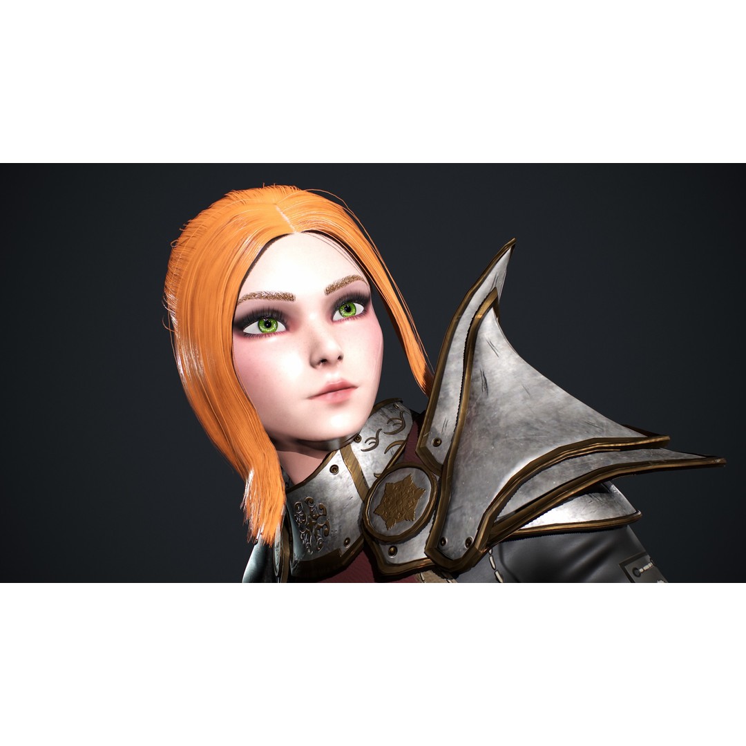Fantasy Girl 3D Model – Low Poly Rigged Character for Games - View 8