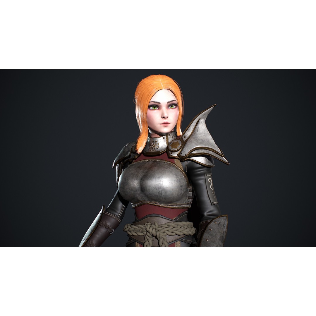 Fantasy Girl 3D Model – Low Poly Rigged Character for Games - View 9