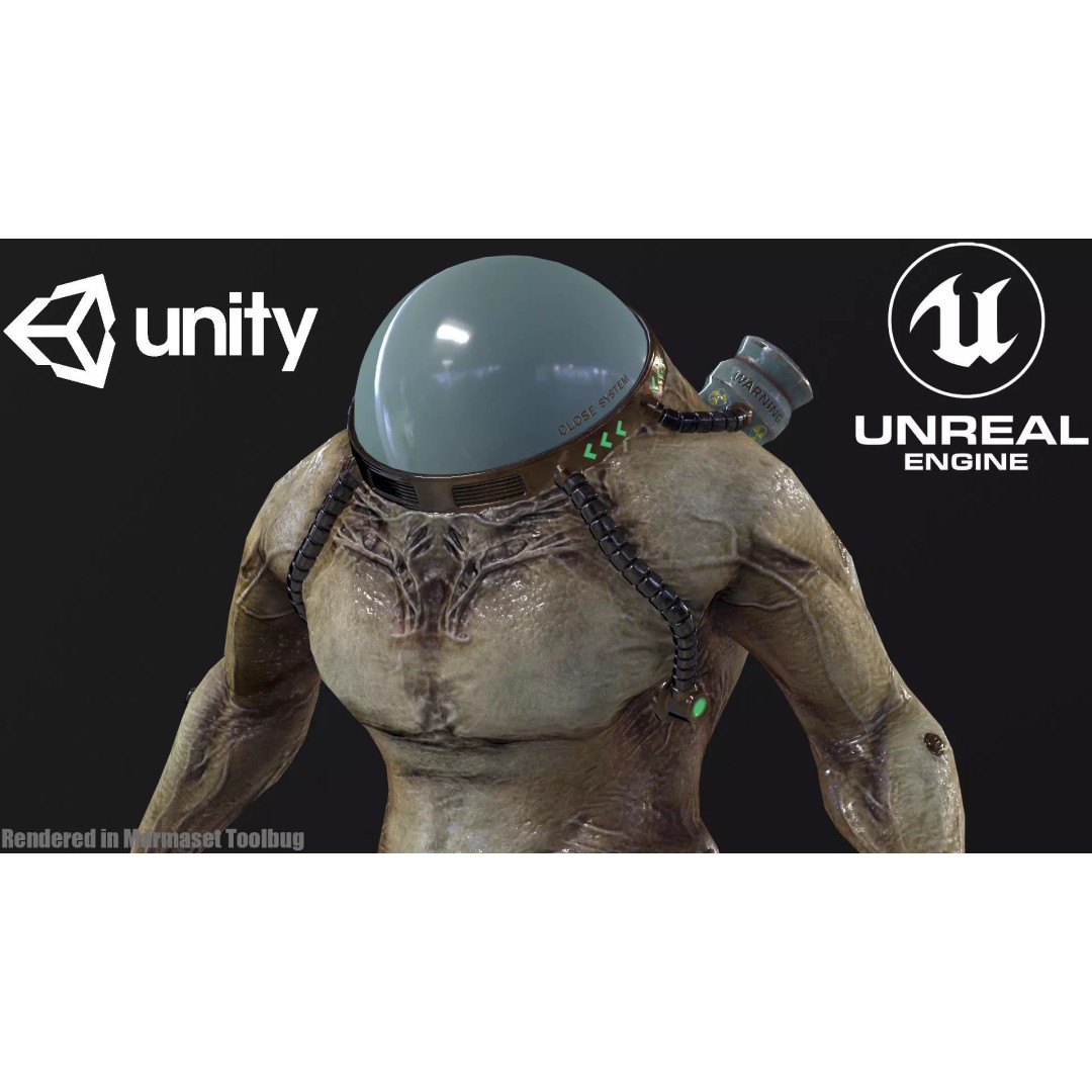 Cyborg 3D Model – Low Poly Animated Character for Games, FBX - View 2