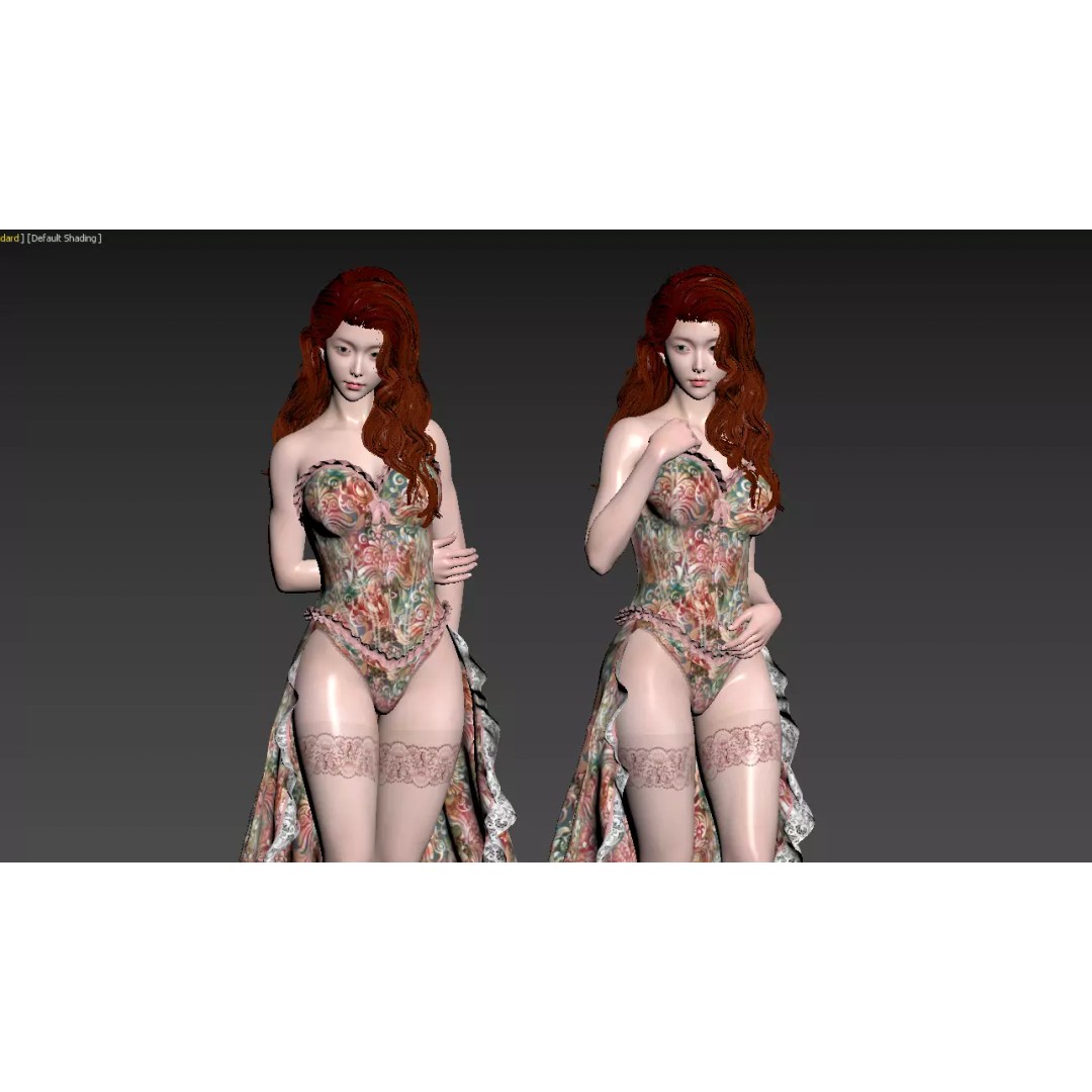 Female Character 3D Model – Photorealistic Design with Elegant Outfit - View 4
