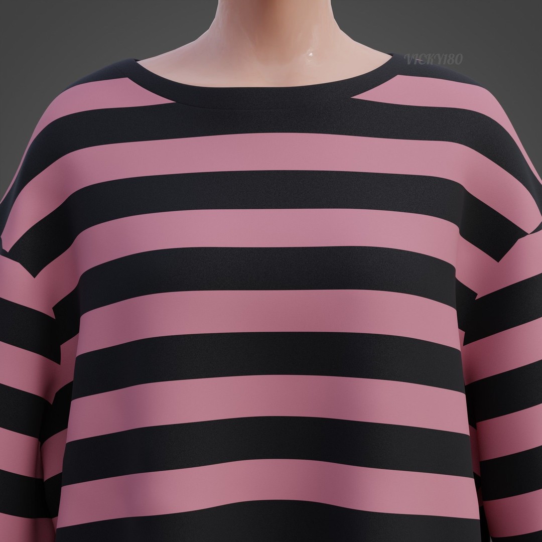 Goth Shirt 3D Model – Low Poly Grunge Y2K Fashion, FBX, OBJ - View 19