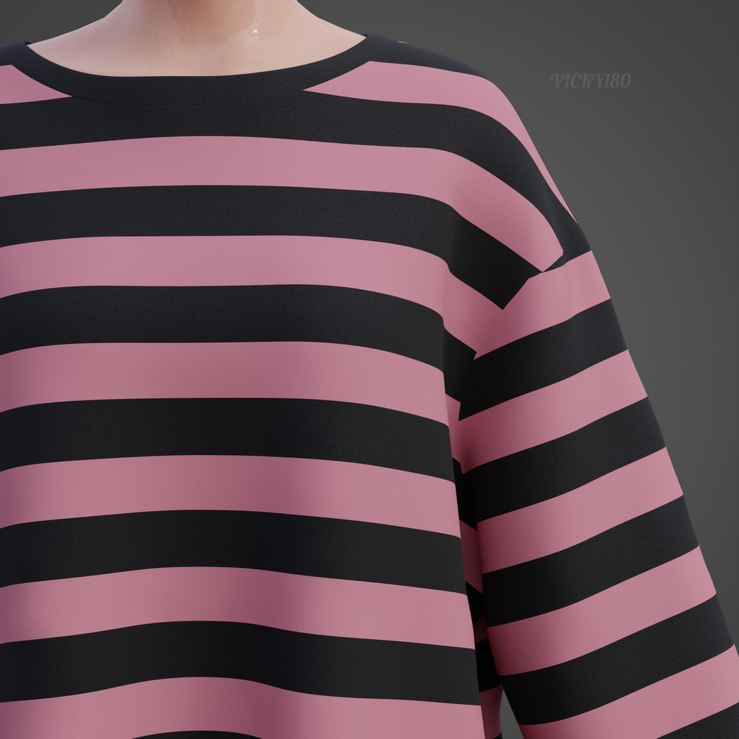 Goth Shirt 3D Model – Low Poly Grunge Y2K Fashion, FBX, OBJ - View 21