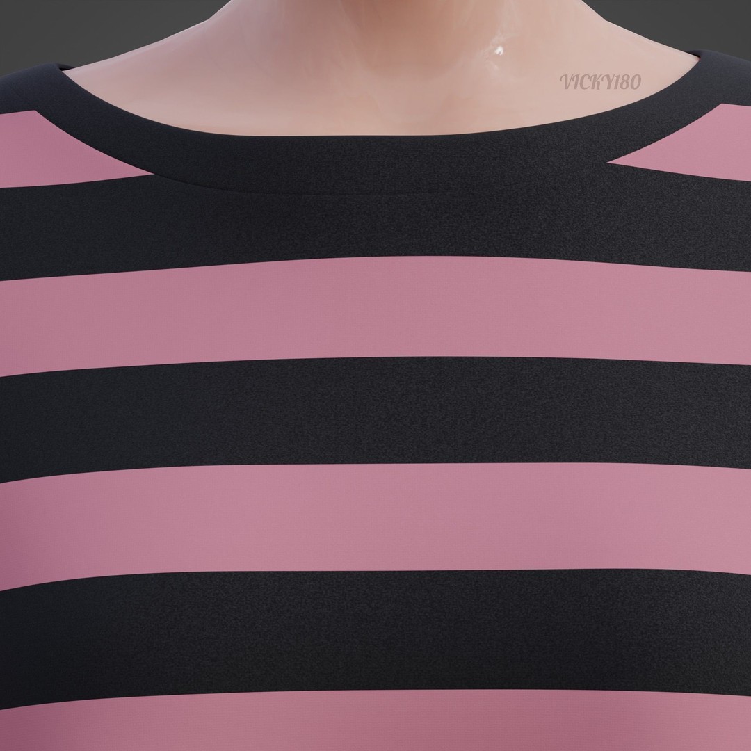 Goth Shirt 3D Model – Low Poly Grunge Y2K Fashion, FBX, OBJ - View 22