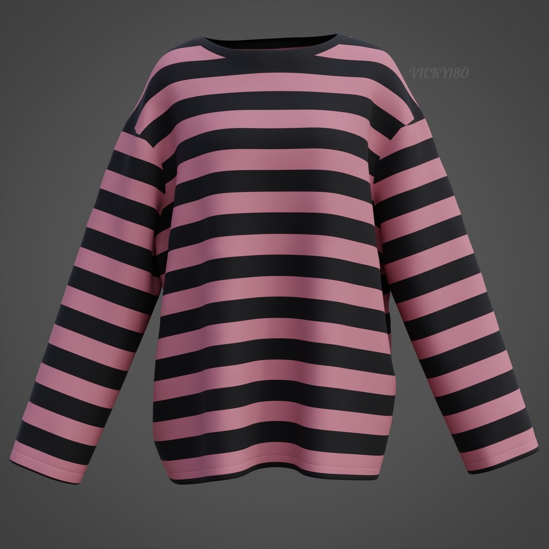 Goth Shirt 3D Model – Low Poly Grunge Y2K Fashion, FBX, OBJ - View 24
