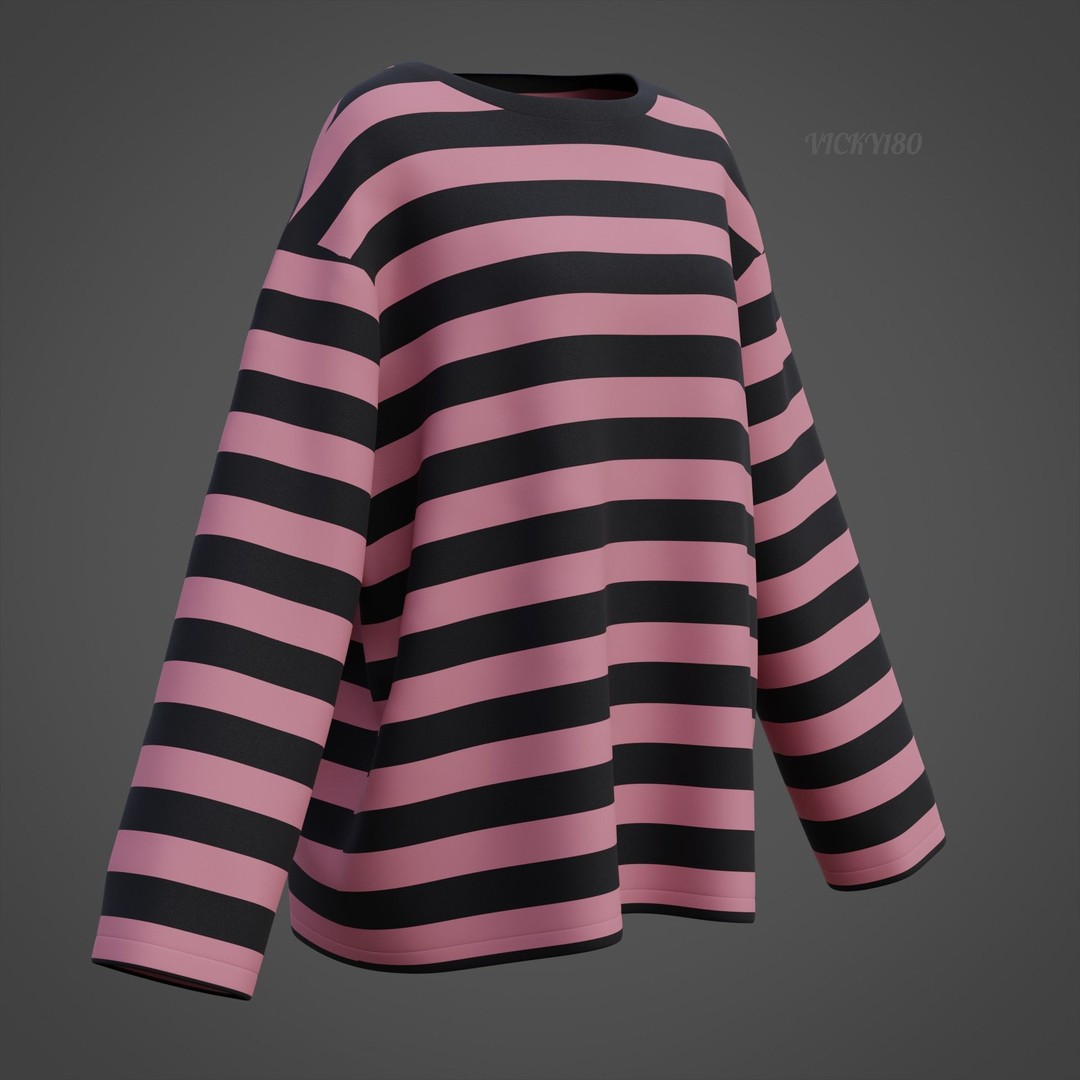 Goth Shirt 3D Model – Low Poly Grunge Y2K Fashion, FBX, OBJ - View 25
