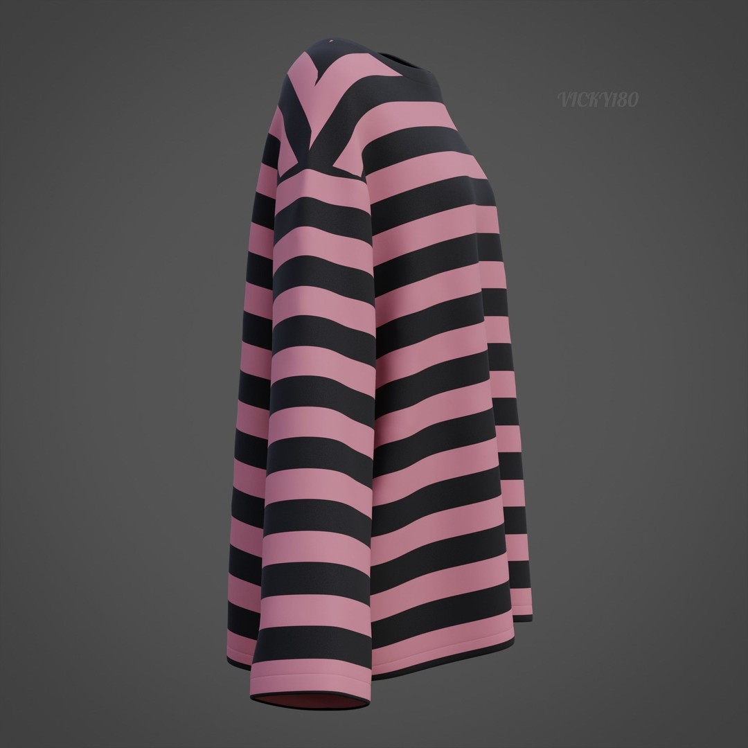 Goth Shirt 3D Model – Low Poly Grunge Y2K Fashion, FBX, OBJ - View 26