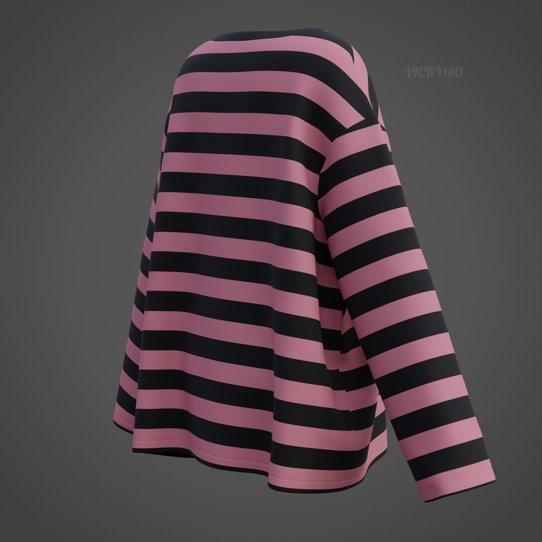 Goth Shirt 3D Model – Low Poly Grunge Y2K Fashion, FBX, OBJ - View 27