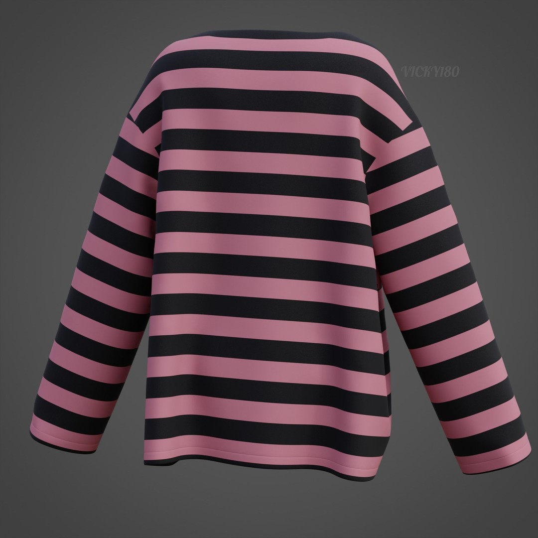 Goth Shirt 3D Model – Low Poly Grunge Y2K Fashion, FBX, OBJ - View 28