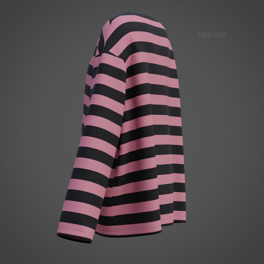Goth Shirt 3D Model – Low Poly Grunge Y2K Fashion, FBX, OBJ - View 29