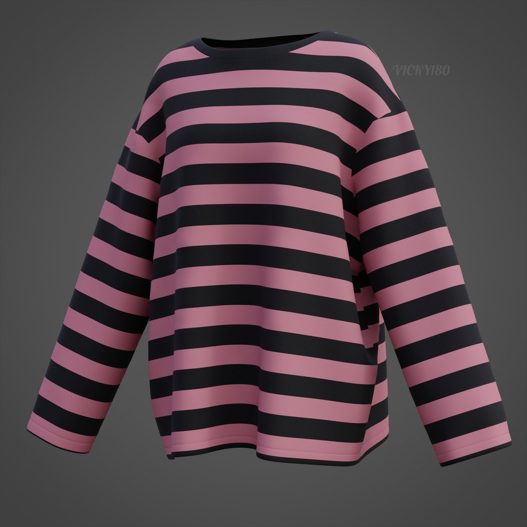 Goth Shirt 3D Model – Low Poly Grunge Y2K Fashion, FBX, OBJ - View 31