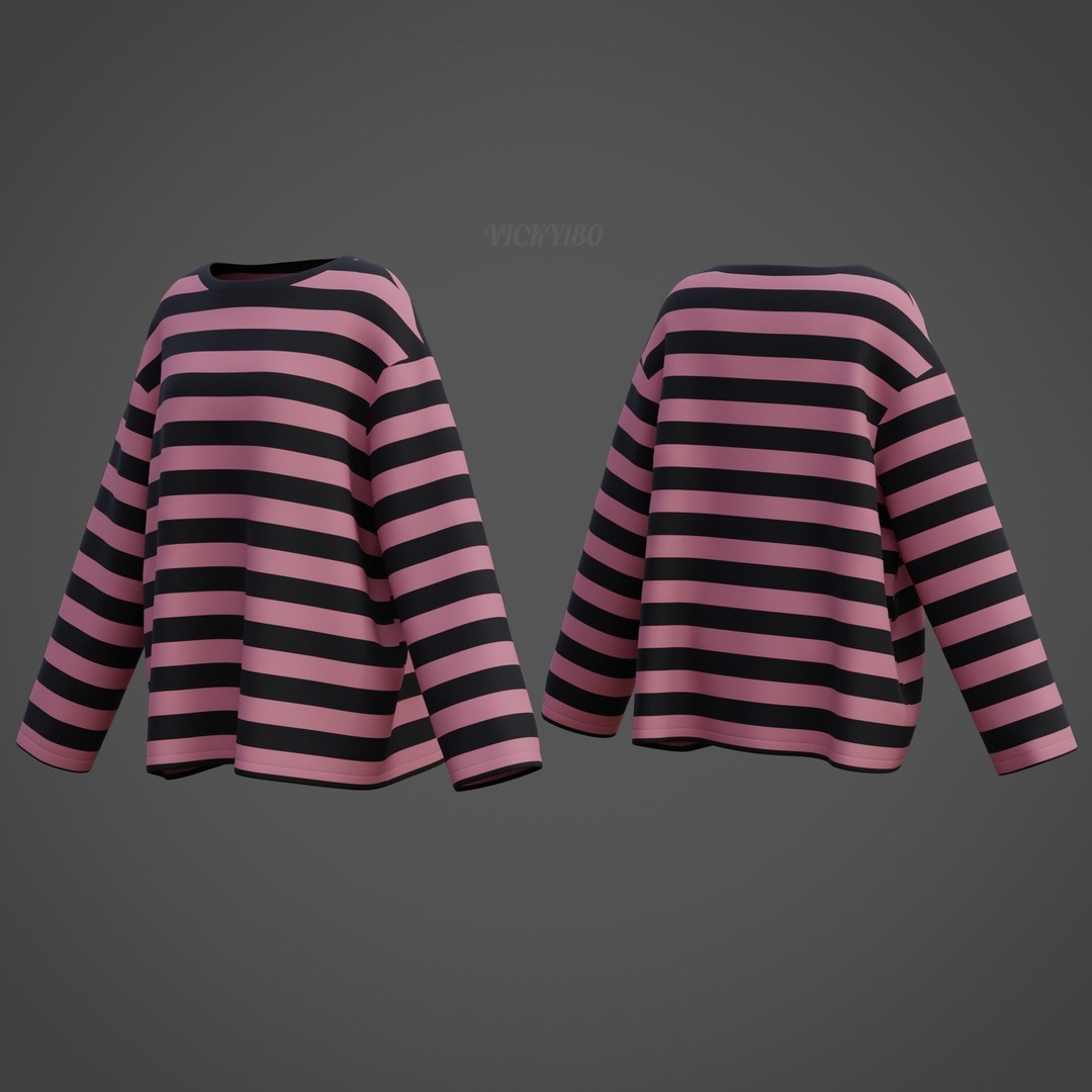 Goth Shirt 3D Model – Low Poly Grunge Y2K Fashion, FBX, OBJ - View 9