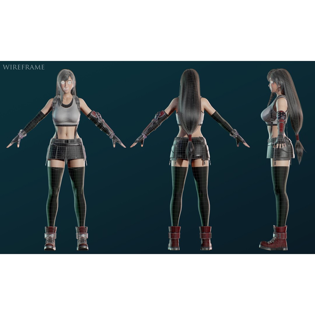 Tifa Lockhart 3D Model – Low Poly Game Ready Character, FBX & Blender