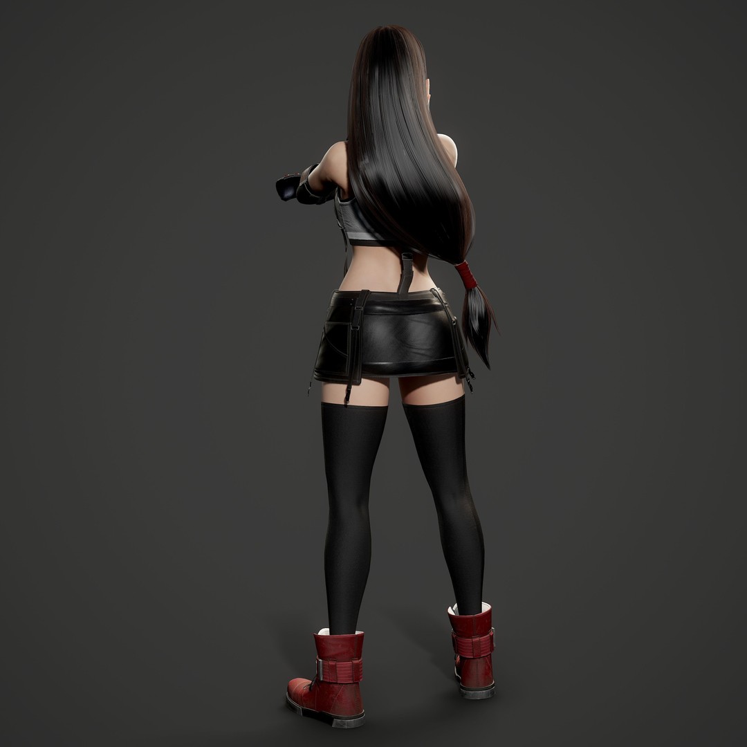 Tifa Lockhart 3D Model – Low Poly Game Ready Character, FBX & Blender - View 10