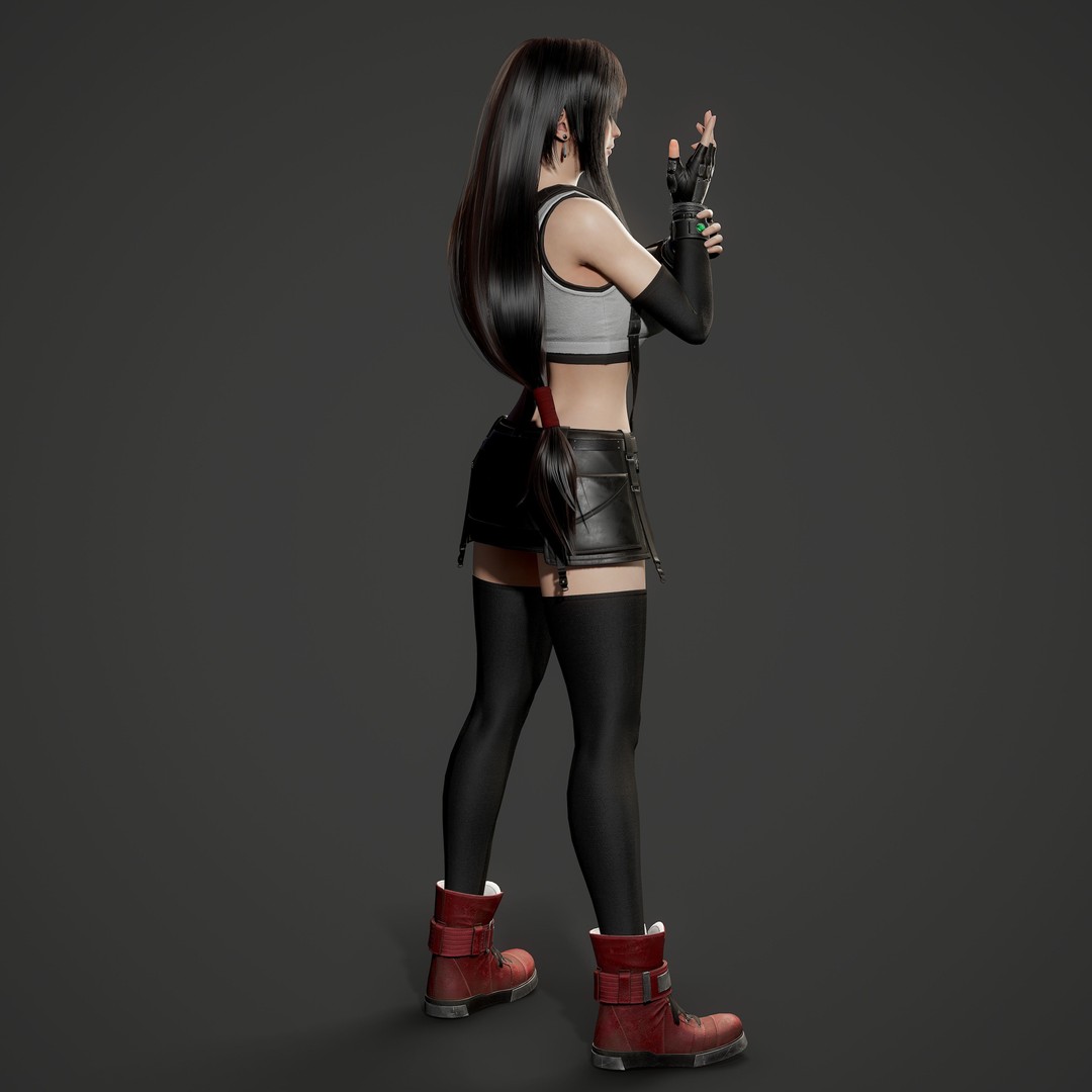 Tifa Lockhart 3D Model – Low Poly Game Ready Character, FBX & Blender - View 11