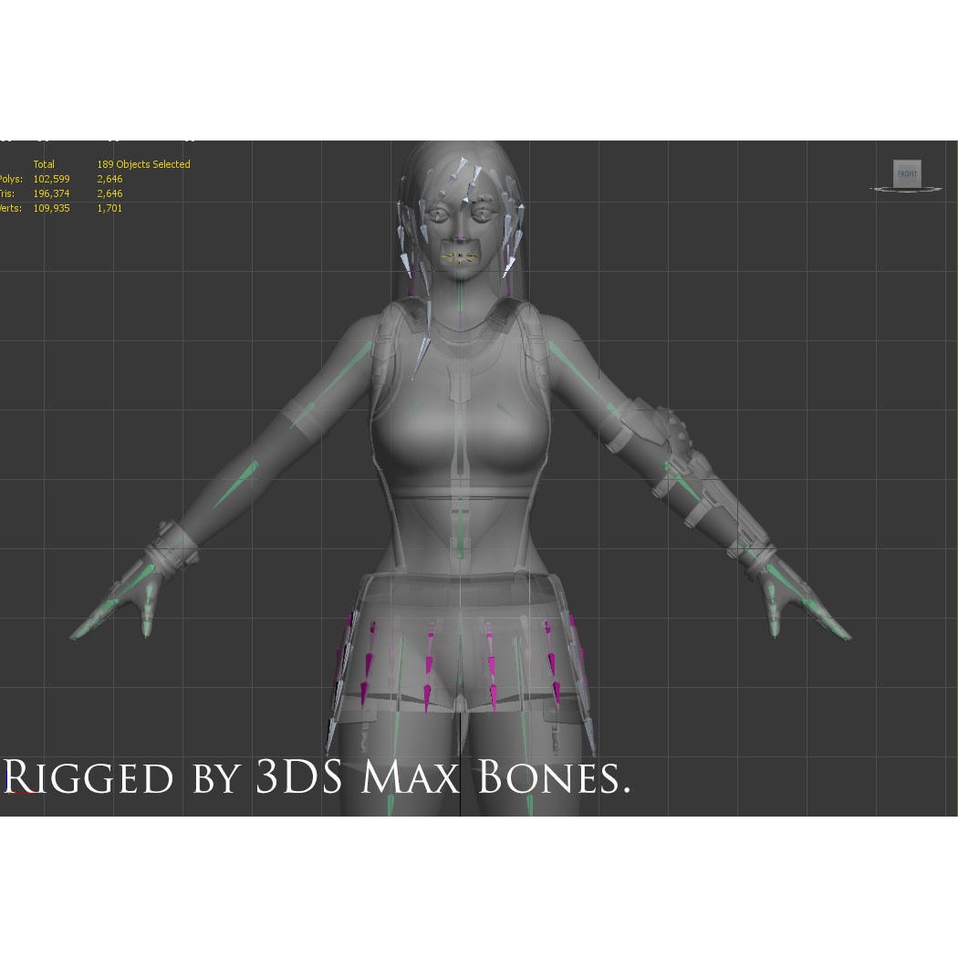 Tifa Lockhart 3D Model – Low Poly Game Ready Character, FBX & Blender - View 12