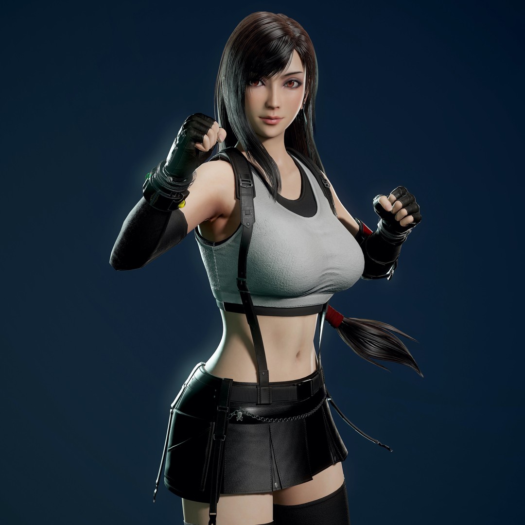 Tifa Lockhart 3D Model – Low Poly Game Ready Character, FBX & Blender - View 14