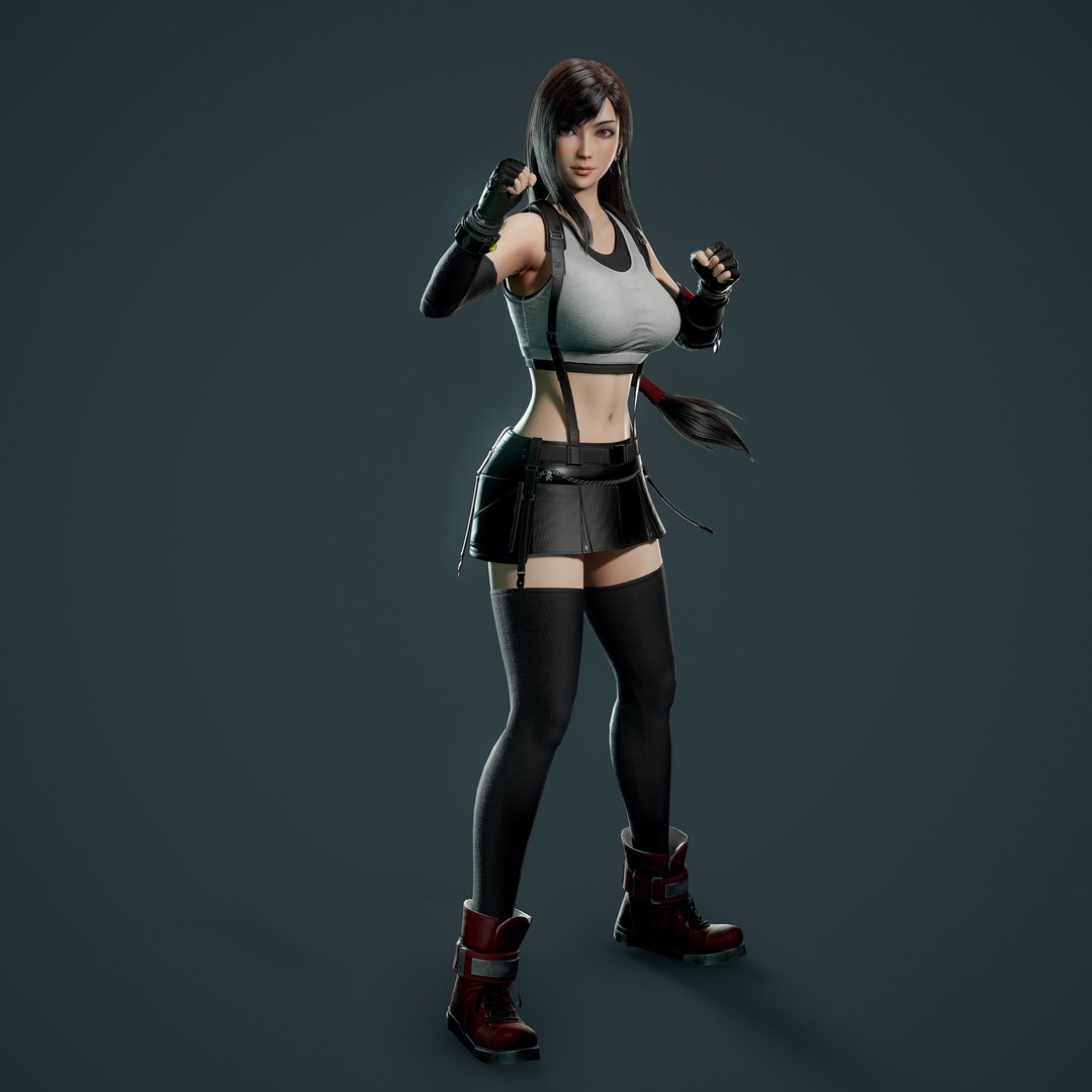 Tifa Lockhart 3D Model – Low Poly Game Ready Character, FBX & Blender - View 15