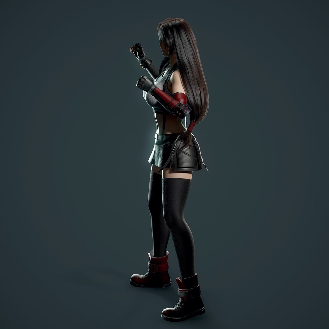 Tifa Lockhart 3D Model – Low Poly Game Ready Character, FBX & Blender - View 18