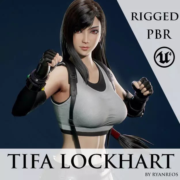 Tifa Lockhart 3D Model – Low Poly Game Ready Character, FBX & Blender - View 2