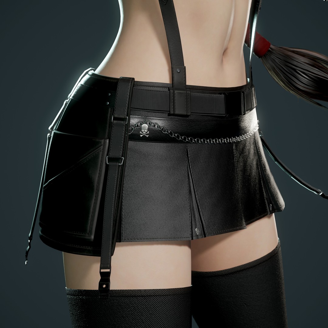 Tifa Lockhart 3D Model – Low Poly Game Ready Character, FBX & Blender - View 20