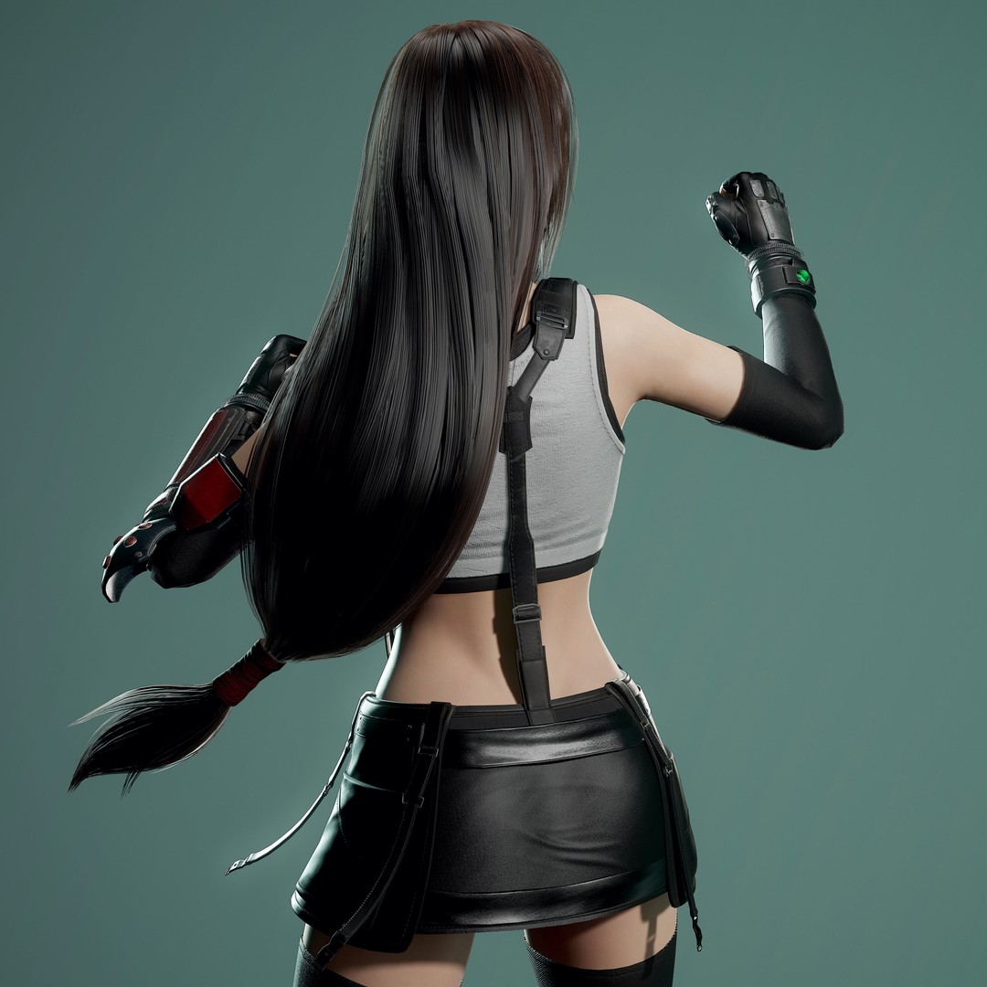 Tifa Lockhart 3D Model – Low Poly Game Ready Character, FBX & Blender - View 22