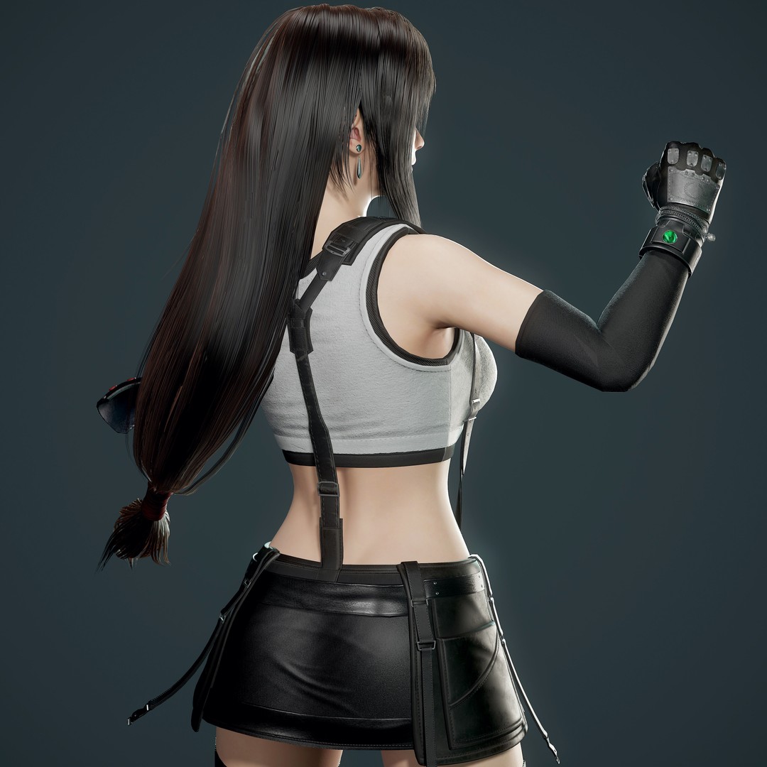 Tifa Lockhart 3D Model – Low Poly Game Ready Character, FBX & Blender - View 23