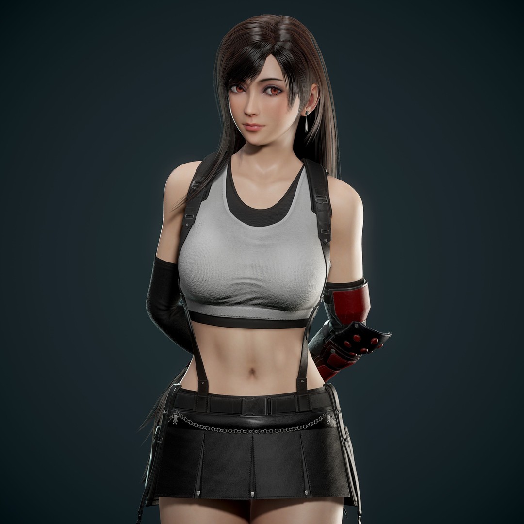 Tifa Lockhart 3D Model – Low Poly Game Ready Character, FBX & Blender - View 24