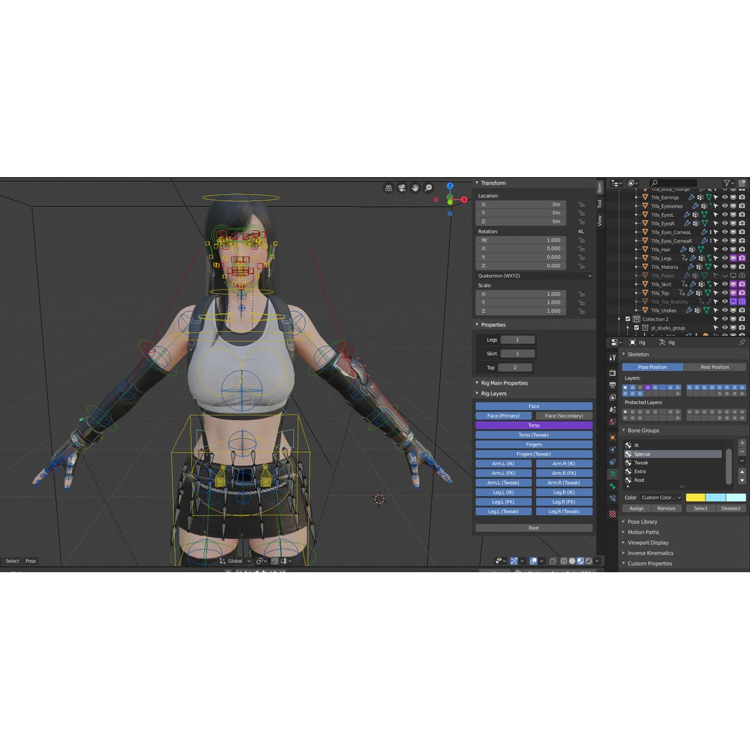 Tifa Lockhart 3D Model – Low Poly Game Ready Character, FBX & Blender - View 4