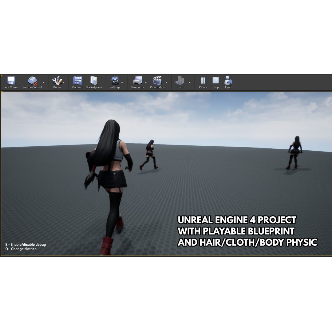 Tifa Lockhart 3D Model – Low Poly Game Ready Character, FBX & Blender - View 6