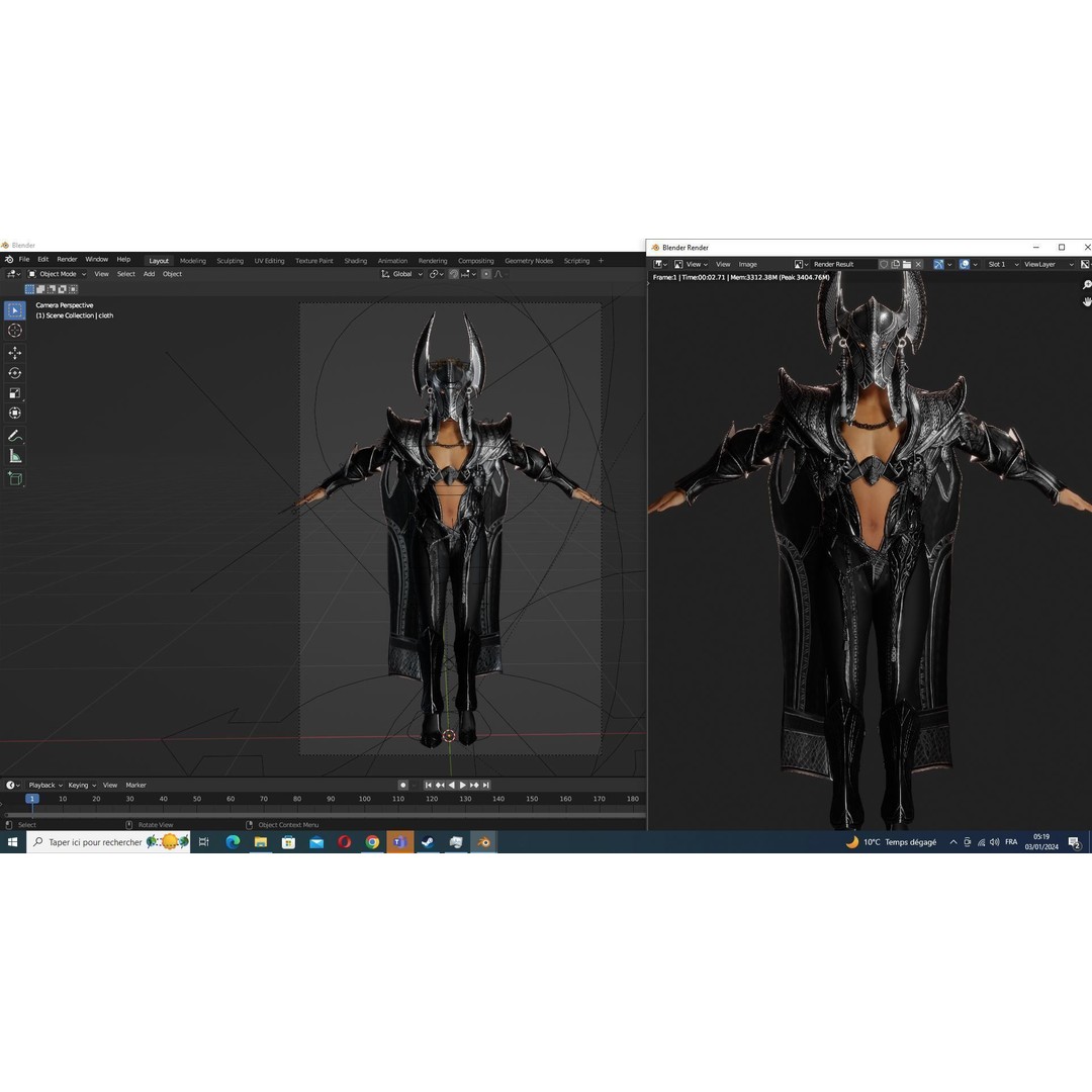 Kali 3D Model – Low Poly Divine Guardian with Ancient Armor, FBX - View 28