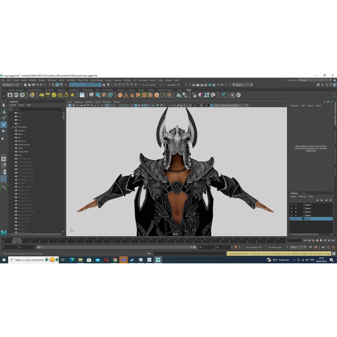 Kali 3D Model – Low Poly Divine Guardian with Ancient Armor, FBX - View 38