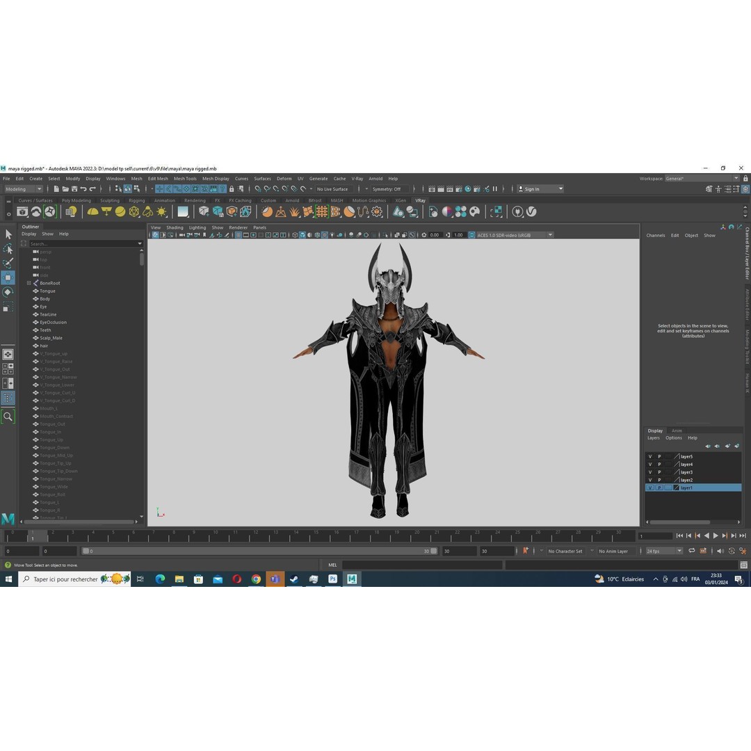 Kali 3D Model – Low Poly Divine Guardian with Ancient Armor, FBX - View 39
