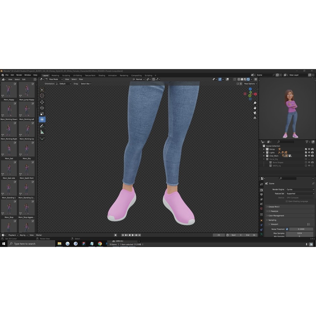 Cartoon Woman 3D Model – Rigged Low-Poly Character for Animation - View 20
