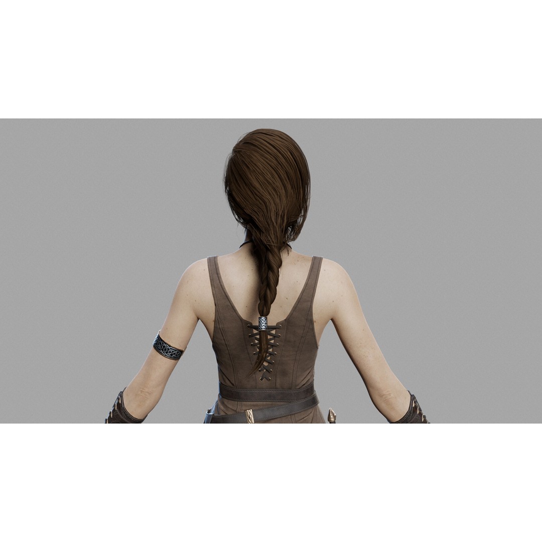 Fantasy Woman 3D Model – Low Poly Game-Ready Character, FBX, Blender - View 11