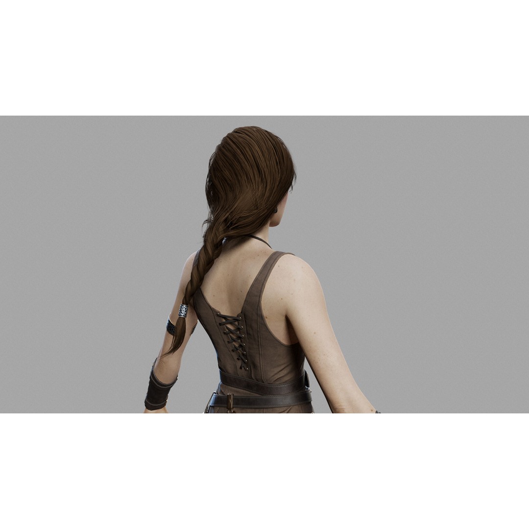 Fantasy Woman 3D Model – Low Poly Game-Ready Character, FBX, Blender - View 14
