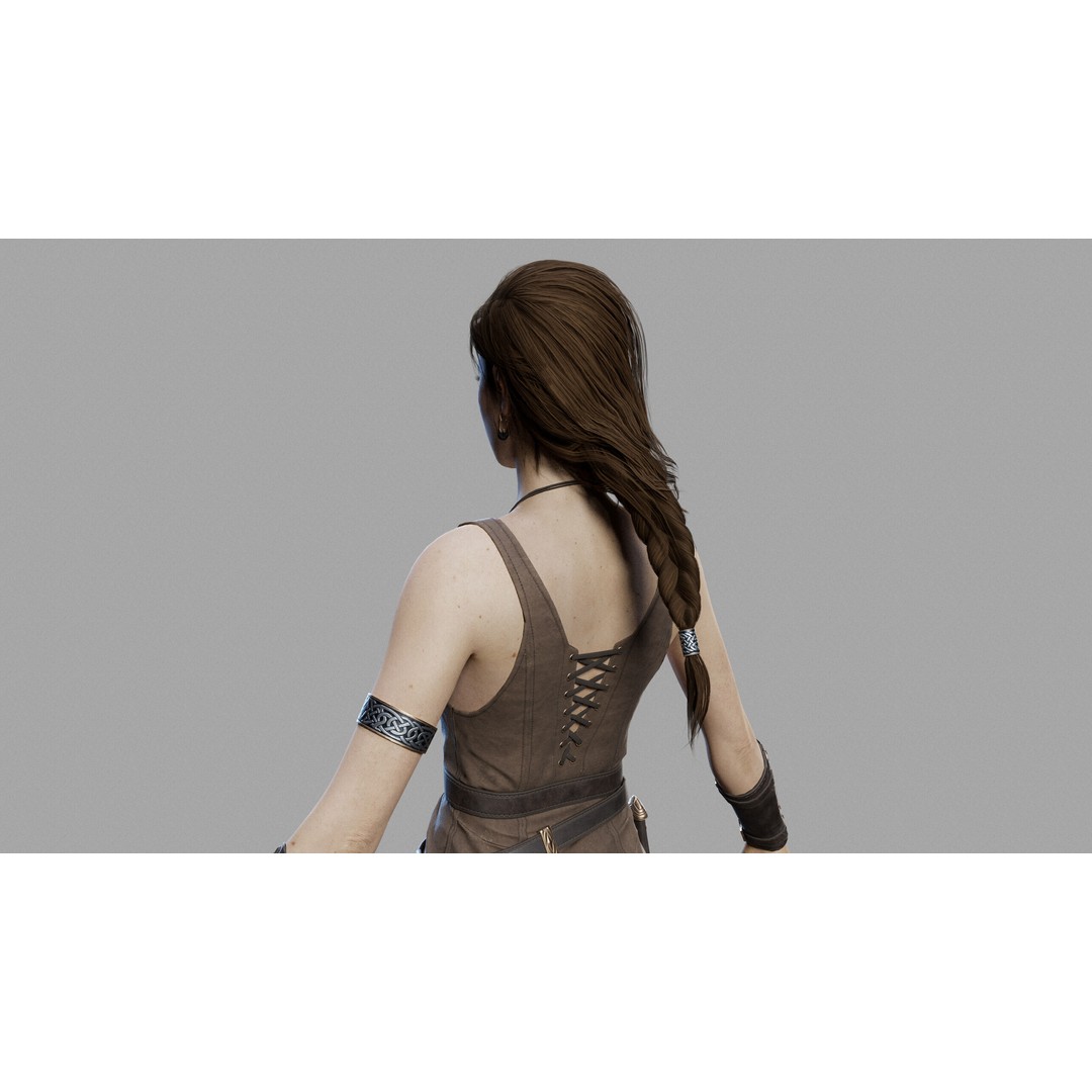 Fantasy Woman 3D Model – Low Poly Game-Ready Character, FBX, Blender - View 15
