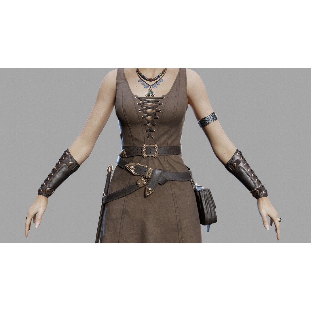 Fantasy Woman 3D Model – Low Poly Game-Ready Character, FBX, Blender - View 16