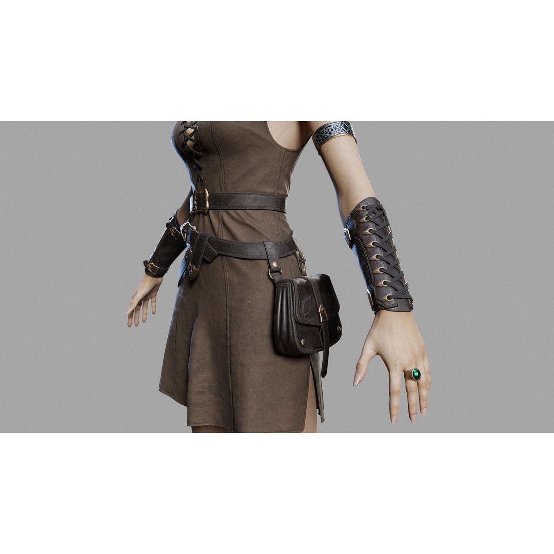 Fantasy Woman 3D Model – Low Poly Game-Ready Character, FBX, Blender - View 17