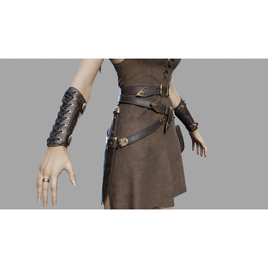 Fantasy Woman 3D Model – Low Poly Game-Ready Character, FBX, Blender - View 18