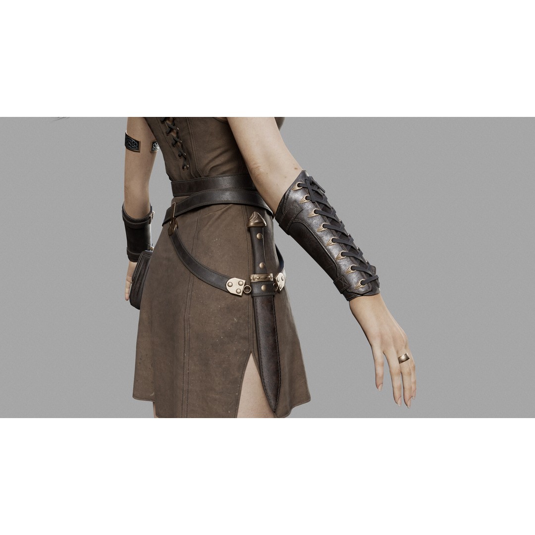 Fantasy Woman 3D Model – Low Poly Game-Ready Character, FBX, Blender - View 19
