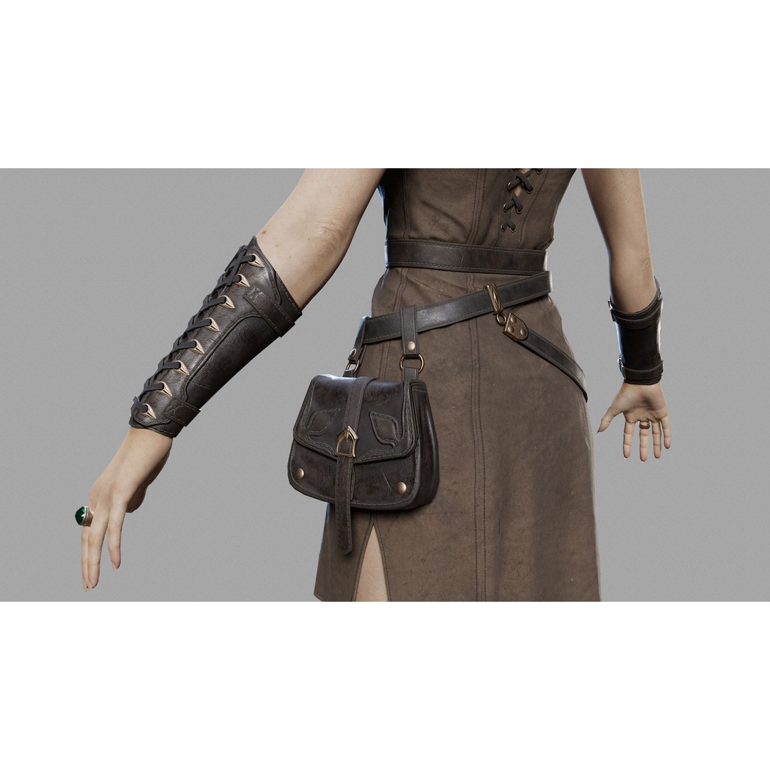 Fantasy Woman 3D Model – Low Poly Game-Ready Character, FBX, Blender - View 20