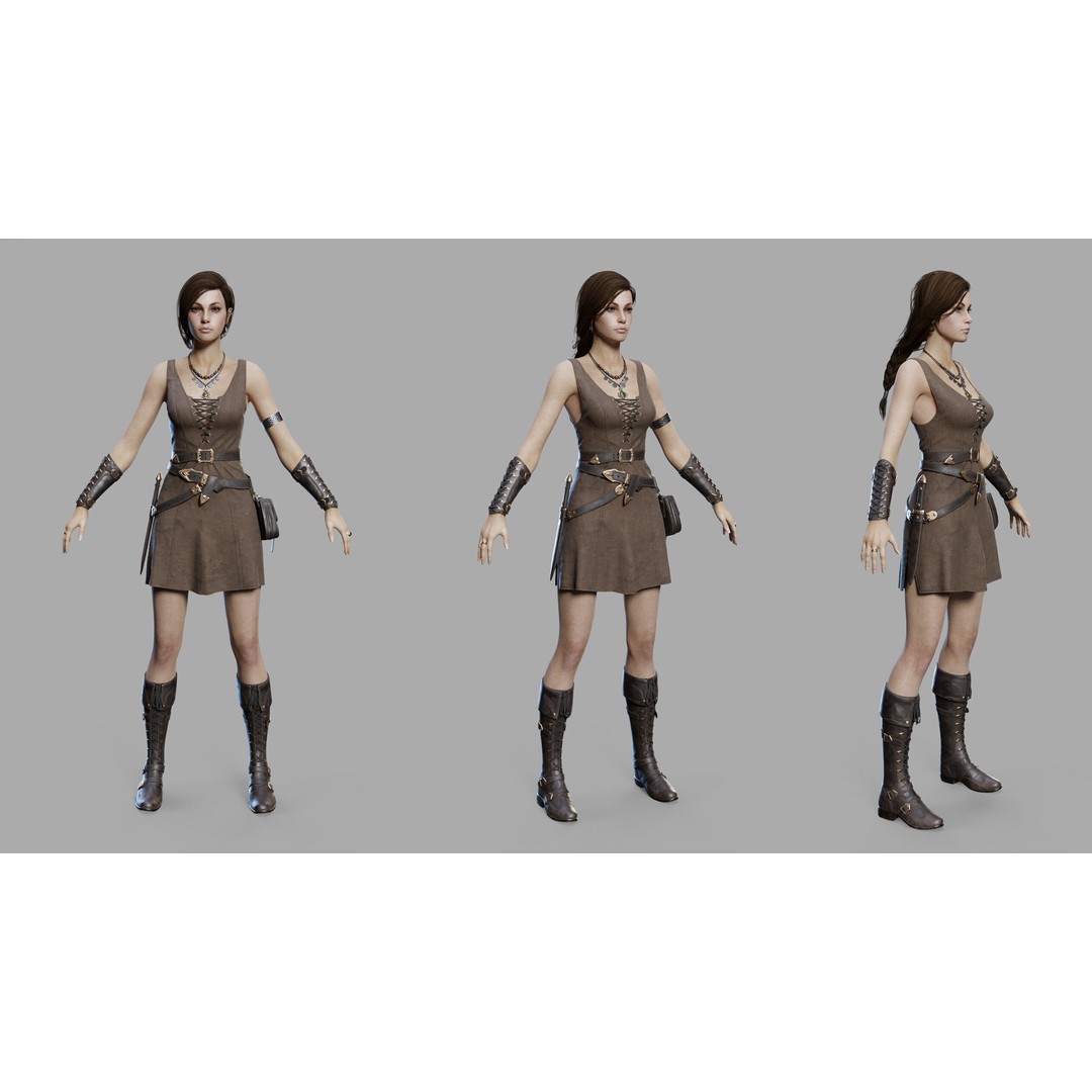 Fantasy Woman 3D Model – Low Poly Game-Ready Character, FBX, Blender - View 23