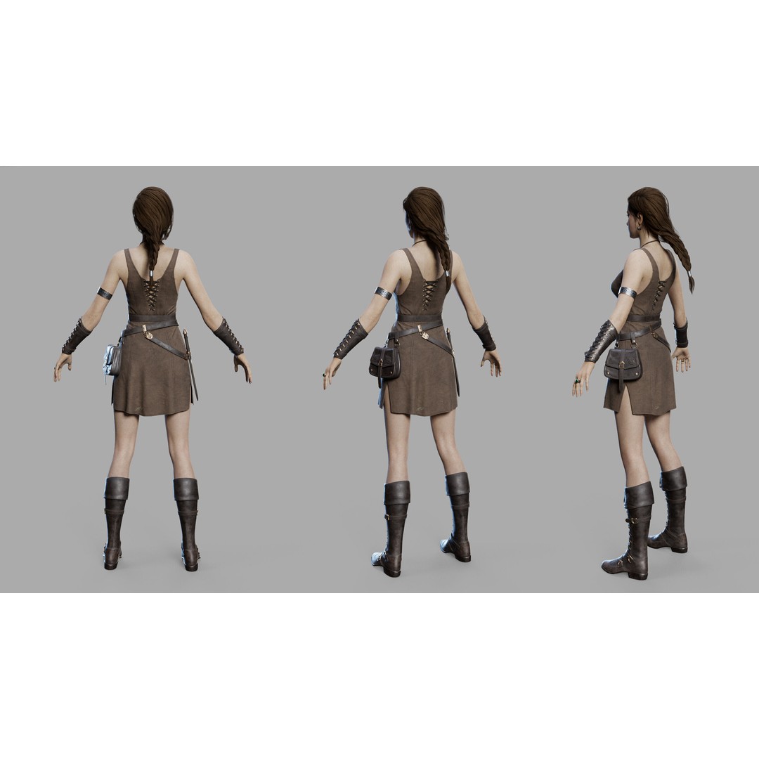 Fantasy Woman 3D Model – Low Poly Game-Ready Character, FBX, Blender - View 25
