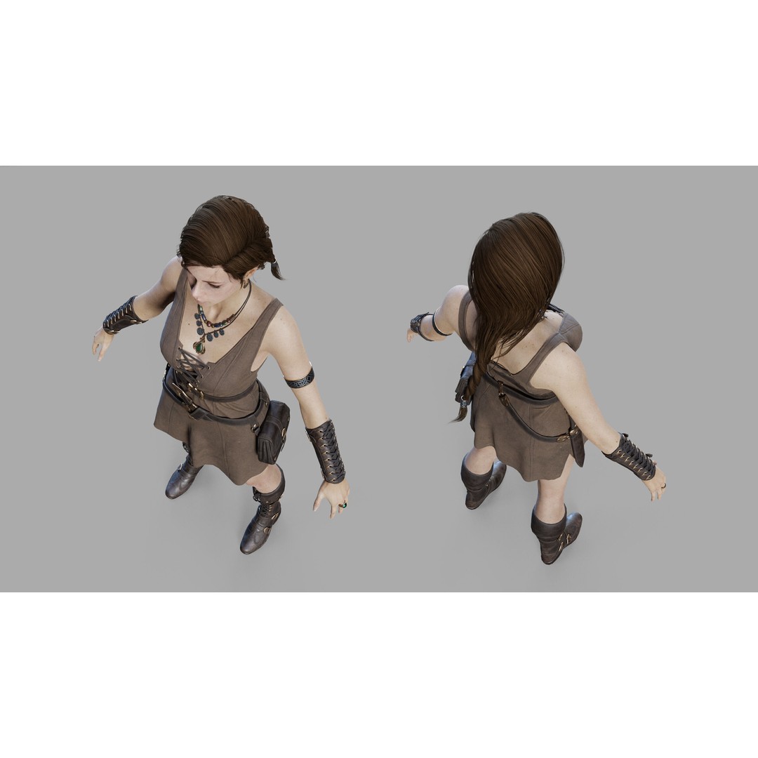 Fantasy Woman 3D Model – Low Poly Game-Ready Character, FBX, Blender - View 27