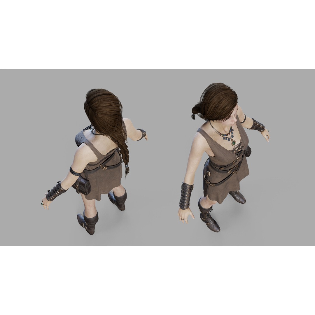 Fantasy Woman 3D Model – Low Poly Game-Ready Character, FBX, Blender - View 28
